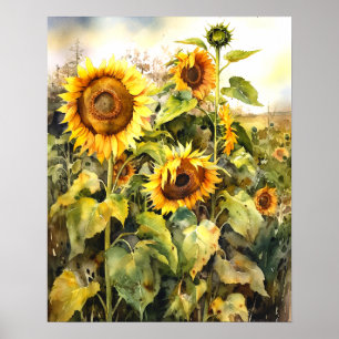 Sonnenblumen in Field Landscape Art Scene #SFS003 Poster