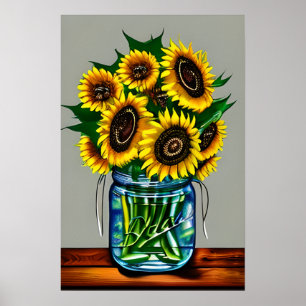 Sonnenblumen in Glass Vase Poster