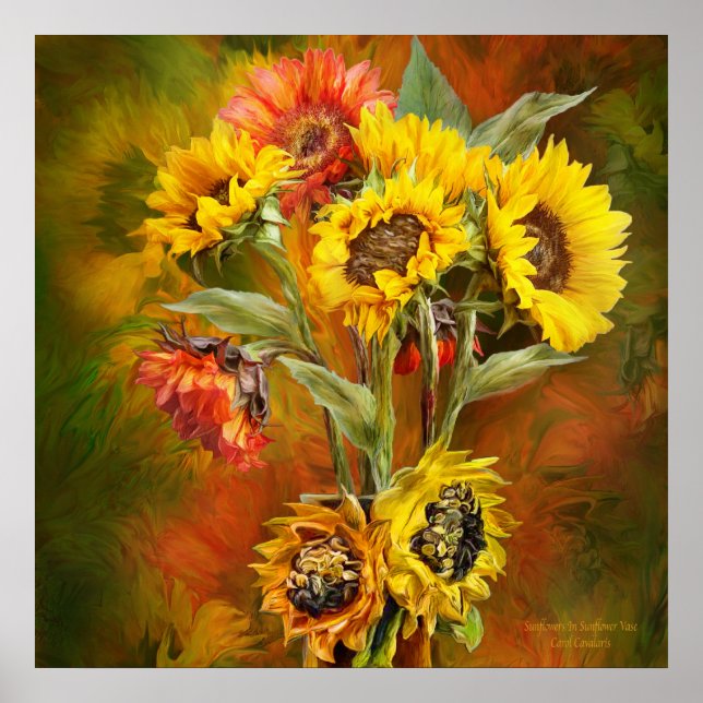 Sonnenblumen in Sonnenblumen Vase - Sq_Art Poster/ Poster (Vorne)