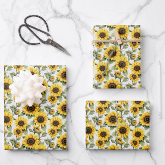 Sonnenblumen in Sonnengelb Geschenkpapier Set