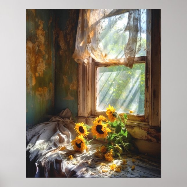 Sonnenblumen in Vase Window Sill Scene #SFW1016 Poster (Vorne)