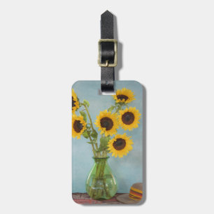 Sonnenblumen in Vasen auf einem Tisch Gepäckanhänger