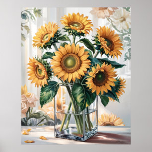 Sonnenblumen in Vasen Poster