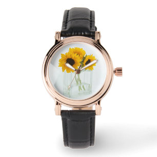 Sonnenblumen in Vasenuhren Armbanduhr