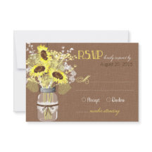 Sonnenblumen Jar Burlap Rustic RSVP Card