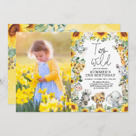 Sonnenblumen Jungle Safari Zwei Wilde Geburtstags- Einladung