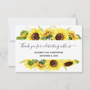 Sonnenblumen Kalligrafie Hochzeit Danke Karte