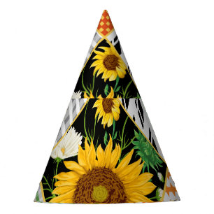Sonnenblumen Kamille, Fliesen Wasserfarbe. Partyhütchen