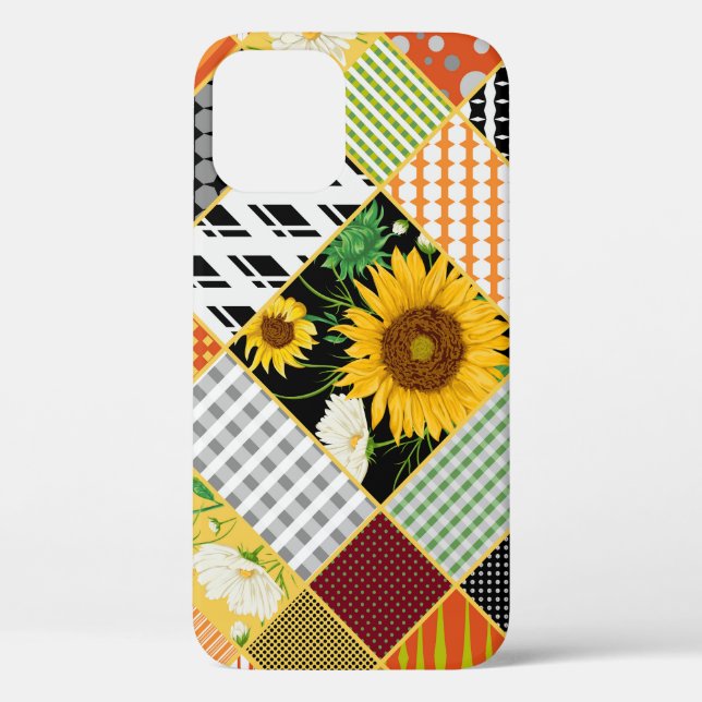 Sonnenblumen Kamille, Patchwork Wasserfarbe. Case-Mate iPhone Hülle (Rückseite)