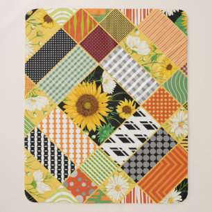Sonnenblumen Kamille, Patchwork Wasserfarbe. Sherpadecke