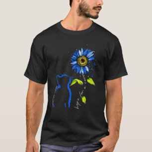 Sonnenblumen-Katze Blau Leukodystrophien-Bewusstse T-Shirt