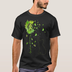 Sonnenblumen-Katze Limettengrünes Band Lymphom-Bew T-Shirt