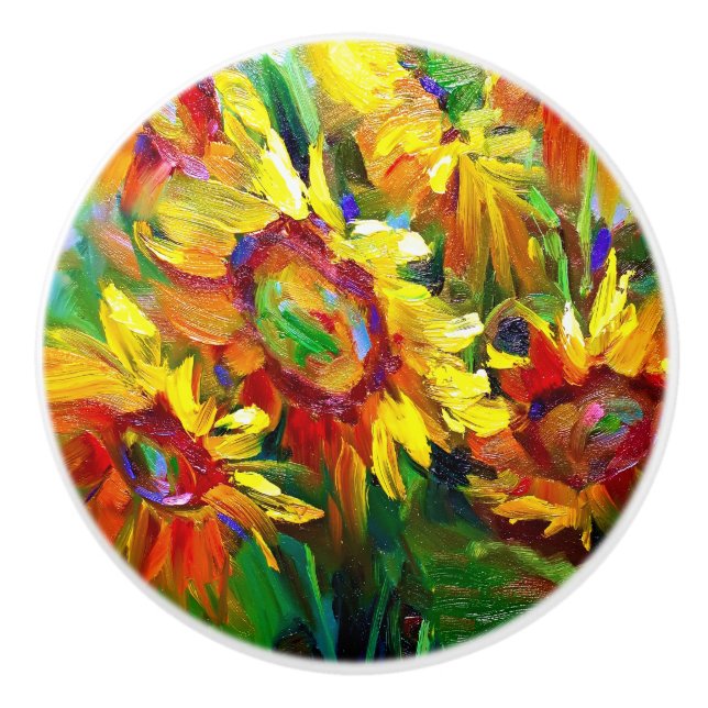 Sonnenblumen Keramik Schublade Keramikknauf (Vorderseite)