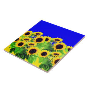 Sonnenblumen Keramik Tile Ukraine Flaggenfarben Fliese