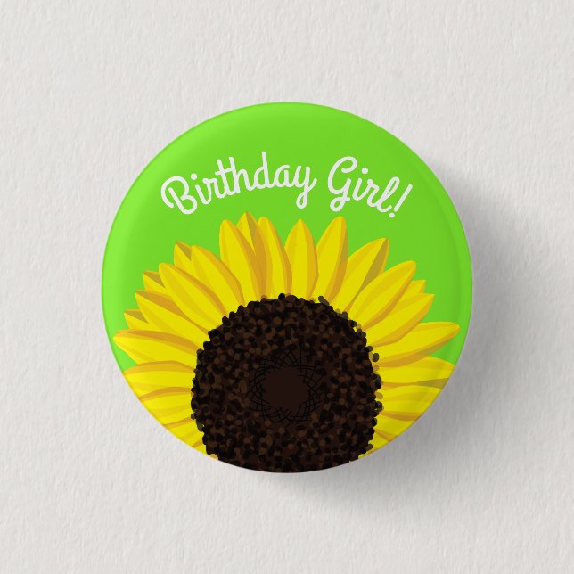 Sonnenblumen Kindergeburtstag Party Button (Vorderseite)
