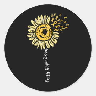 Sonnenblumen Kinderkrebs Ribbon Faith Hope Liebe Runder Aufkleber