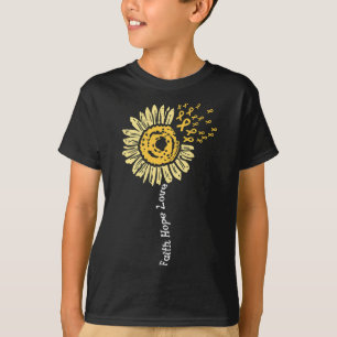 Sonnenblumen Kinderkrebs Ribbon Faith Hope Liebe T-Shirt