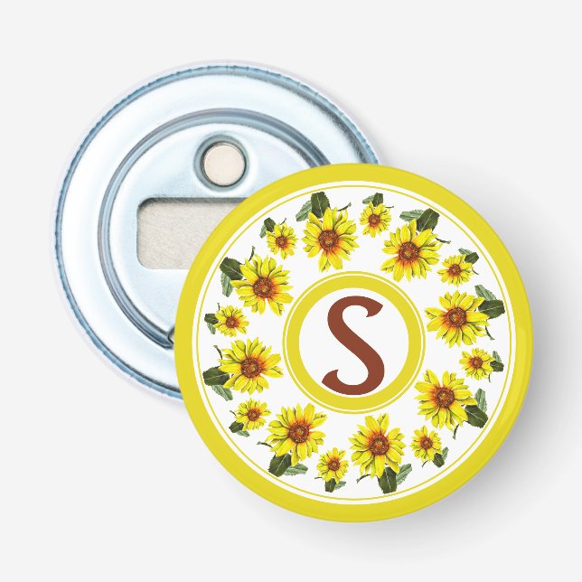 Sonnenblumen-Knopf-Flaschenöffner Flaschenöffner (Vorderseite)