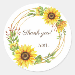 Sonnenblumen Kranich Hochzeit danke Ihnen Runder Aufkleber