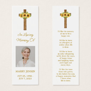 Sonnenblumen-Kreuz-Foto-Funeral-Lesezeichen