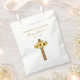 Sonnenblumen-Kreuz-Trauer-Andenkenbeutel Geschenktütchen