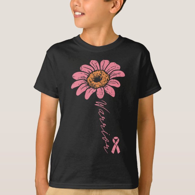 Sonnenblumen Krieger rosa Ribbon Brustkrebs Awaren T-Shirt (Vorderseite)