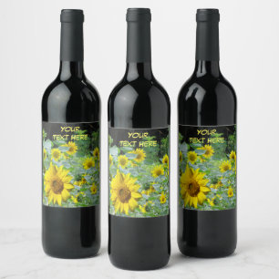 Sonnenblumen Kruste. Set für Textnahrung und Geträ Weinetikett