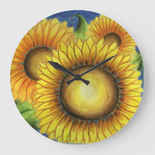 Sonnenblumen-Küchenwanduhr-Geschenk Große Wanduhr