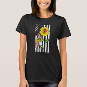 Sonnenblumen-Kuh Färse USA-Flagge Farmer Rancher A T-Shirt