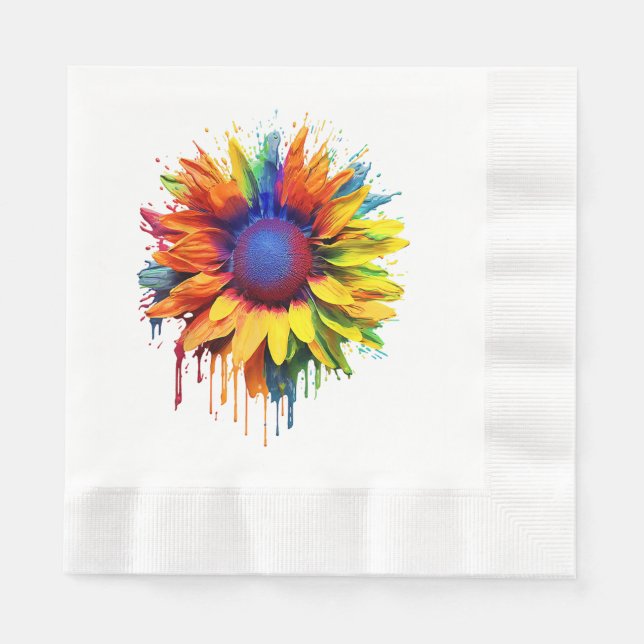 Sonnenblumen Kunst, Abstrakte Blume Malerei Serviette (Vorderseite)