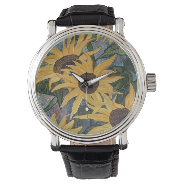 Sonnenblumen Künstleruhren Armbanduhr (Vorderseite)