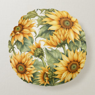 Sonnenblumen Kunstmuster Design Rundes Kissen