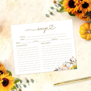 Sonnenblumen-Kürbis-Brautjungfernparty-Rezeptkarte
