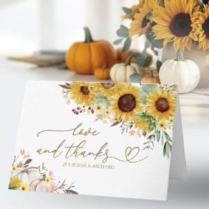Sonnenblumen-Kürbis-Hochzeit Danke Karte