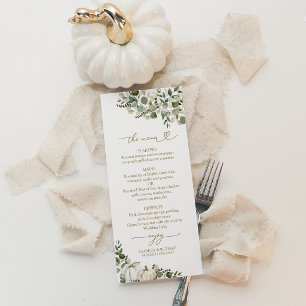 Sonnenblumen-Kürbis-Hochzeitsmenükarten zum Verlie Menükarte