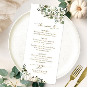 Sonnenblumen-Kürbis-Hochzeitsmenükarten zum Verlie Menükarte