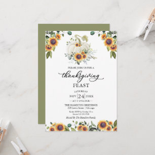 Sonnenblumen-Kürbis-Thanksgiving-Fest-Einladung