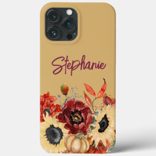 Sonnenblumen Kürbisse Burgund Herbst Blumen Name Case-Mate iPhone Hülle