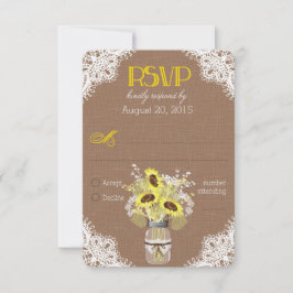 Sonnenblumen Lace Mason Jar RSVP Card