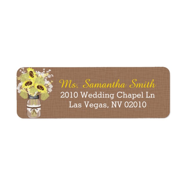 Sonnenblumen Lace Mason Jar Wedding Labels (Vorne)