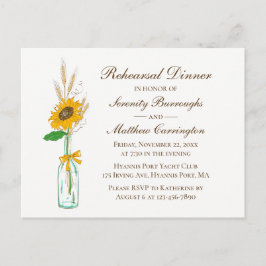 Sonnenblumen Land Hochzeit Probe Abendessen Einladungspostkarte