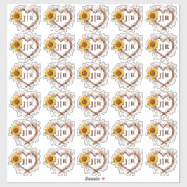 Sonnenblumen Land Monogram Rustic Wedding Stickers Aufkleber