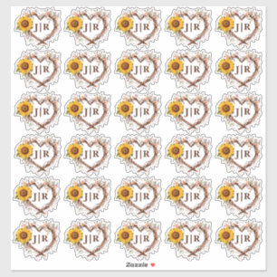 Sonnenblumen Land Monogram Rustic Wedding Stickers Aufkleber