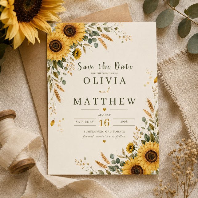 Sonnenblumen-Land Save the Date Karte (Von Creator hochgeladen)