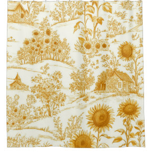 Sonnenblumen-Land-Toile Vintage Gelb Duschvorhang