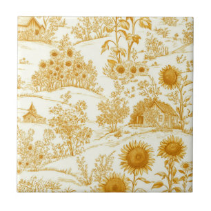 Sonnenblumen-Land-Toile Vintage Gelb Fliese