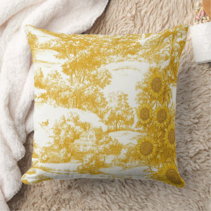 Sonnenblumen-Land Vintage-Gelb Toile (7) Kissen