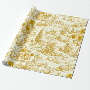 Sonnenblumen-Land Vintage Gelbe Toile (2) Geschenkpapier
