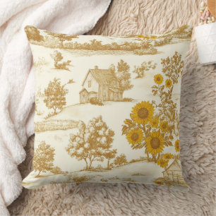 Sonnenblumen-Land Vintage Gelbe Toile (3) Kissen