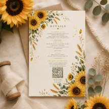 Sonnenblumen-Landhochzeit-Details Karte